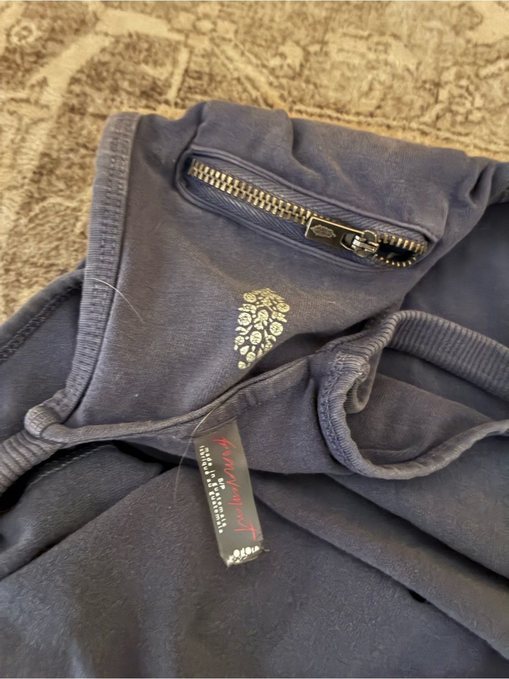 Free People Navy Blue Jumpsuit Romper with Zip Pocket
